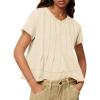 imageTankaneo Womens Babydoll Tops Short Sleeve Peplum Pleated Summer TShirts Casual Loose Fit Flowy Tshirts 2025Beige