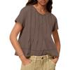 imageTankaneo Womens Babydoll Tops Short Sleeve Peplum Pleated Summer TShirts Casual Loose Fit Flowy Tshirts 2025Brown