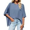 imageTankaneo Womens Oversized Tshirts Batwing Short Sleeve Asymmetric Hem Tops Summer Casual Loose Fit Tunic Tee ShirtsBlue Grey