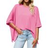imageTankaneo Womens Oversized Tshirts Batwing Short Sleeve Asymmetric Hem Tops Summer Casual Loose Fit Tunic Tee ShirtsHot Pink