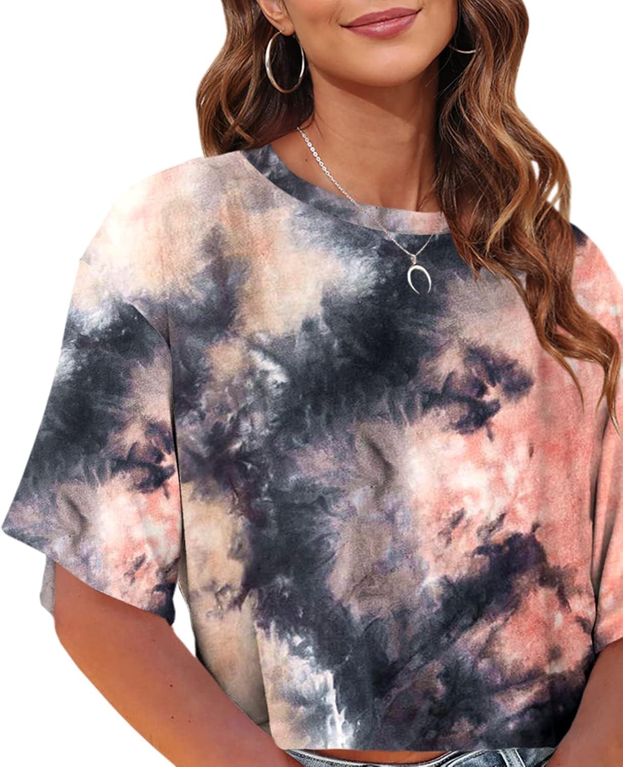 imageTankaneo Women Half Sleeve Cropped TShirts Drop Shoulder Round Neck Crop Tops Casual Summer Solid Color Basic Tees17pink