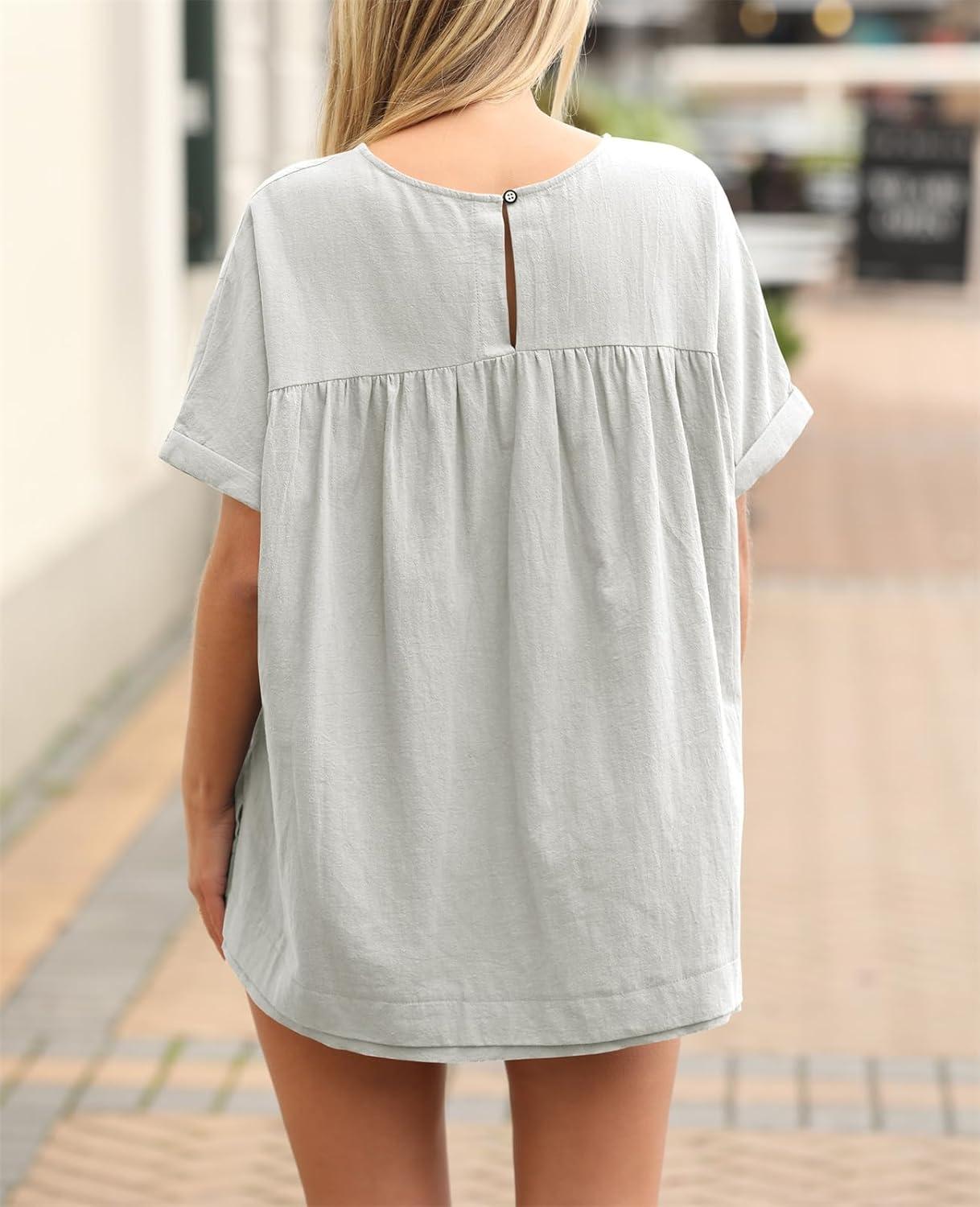 imageTankaneo Womens Summer Babydoll Tops Casual Loose Fit Peplum Oversized Tunic ShirtsLight Grey