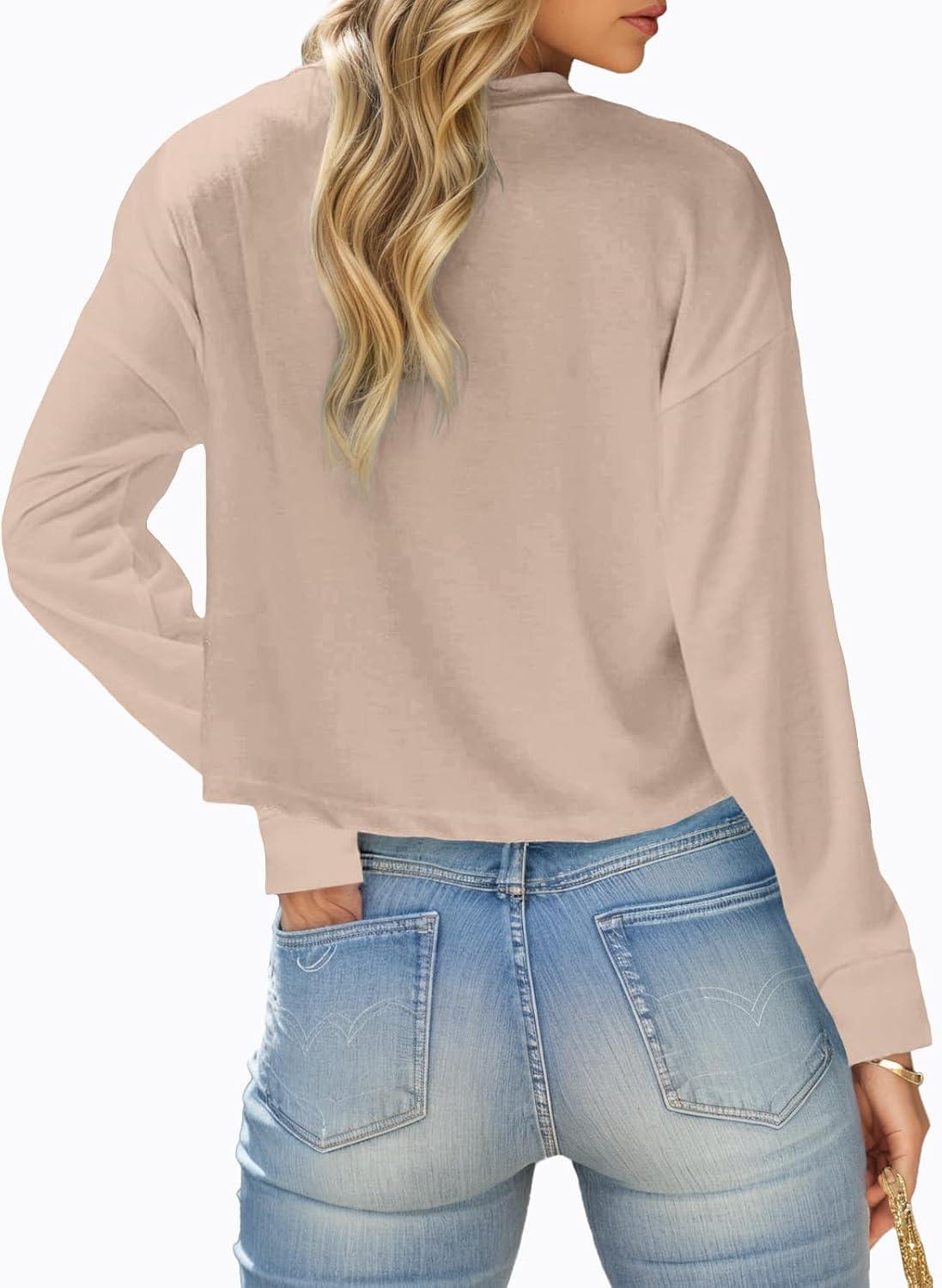 imageTankaneo Womens V Neck Cropped T Shirts Casual Summer Crop Tops Half Sleeve Solid Color Crop Baisc TeesAkhaki