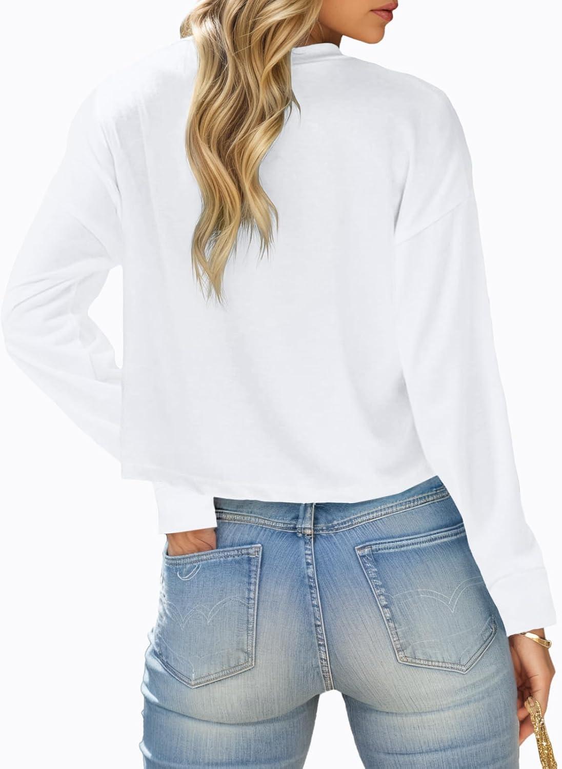 imageTankaneo Womens V Neck Cropped T Shirts Casual Summer Crop Tops Half Sleeve Solid Color Crop Baisc TeesAwhite