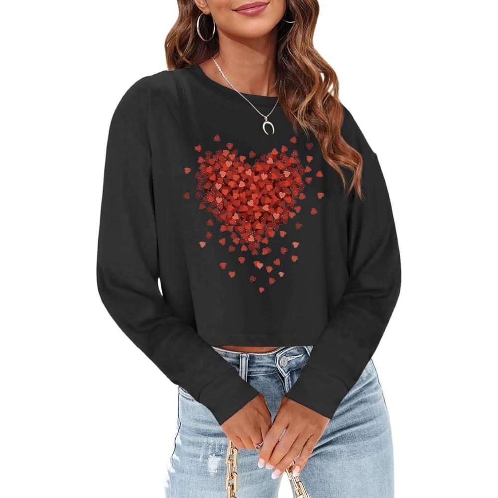 imageTankaneo Womens Long Sleeve Crop Tops Loose Fit Fall Cropped Tshirt 2025 Crew Neck Casual ShirtsHeartblack