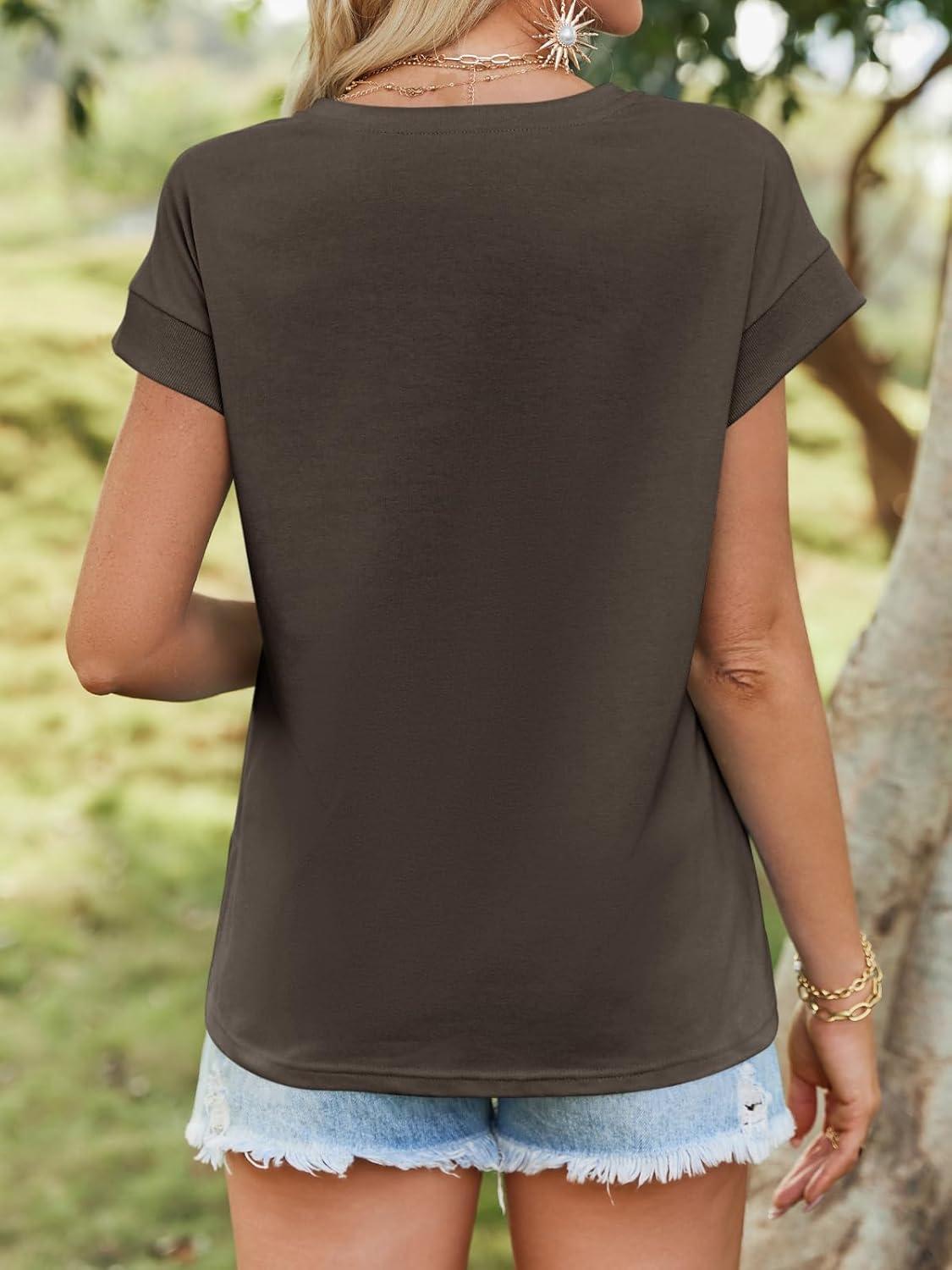 imageTankaneo Womens Summer Cap Sleeve Tank Top Crew Neck Solid Casual Loose Fit Basic Tee ShirtDark Grey