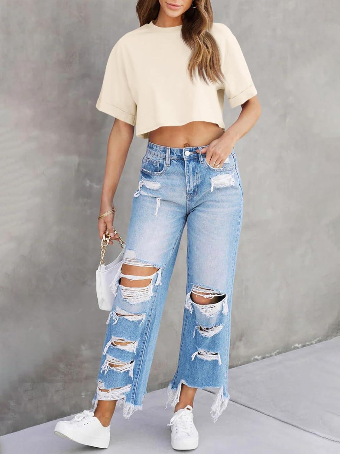 imageTankaneo Women Crop TShirts Half Sleeve Drop Shoulder Cropped Tops Y2K Casual Summer Basic TeesBeige