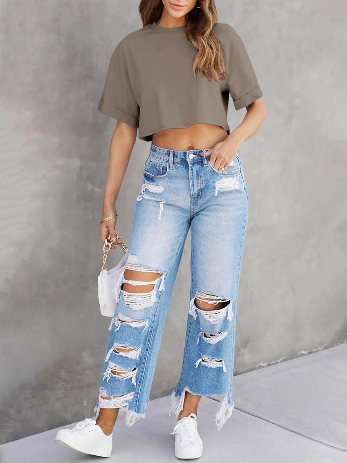 imageTankaneo Women Crop TShirts Half Sleeve Drop Shoulder Cropped Tops Y2K Casual Summer Basic TeesCoffee