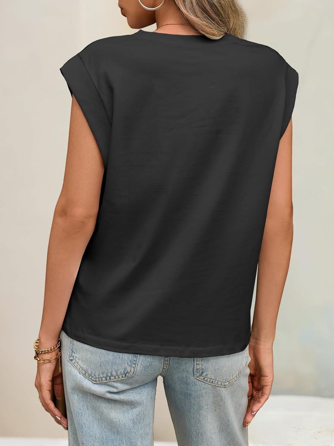 imageTankaneo Womens Cap Sleeve Tank Tops Cotton Summer Casual Loose Fit Basic Tee Shirts 2025 FashionBlack