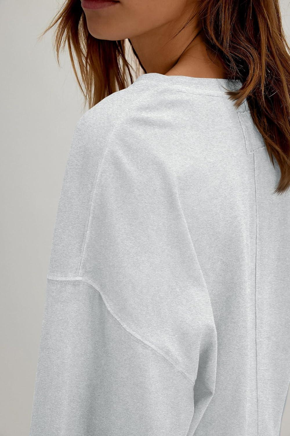 imageTankaneo Womens Oversized Half Sleeve TShirts Summer Casual Crew Neck Tunic Tops Loose Fit Boxy Basic TeesLight Grey