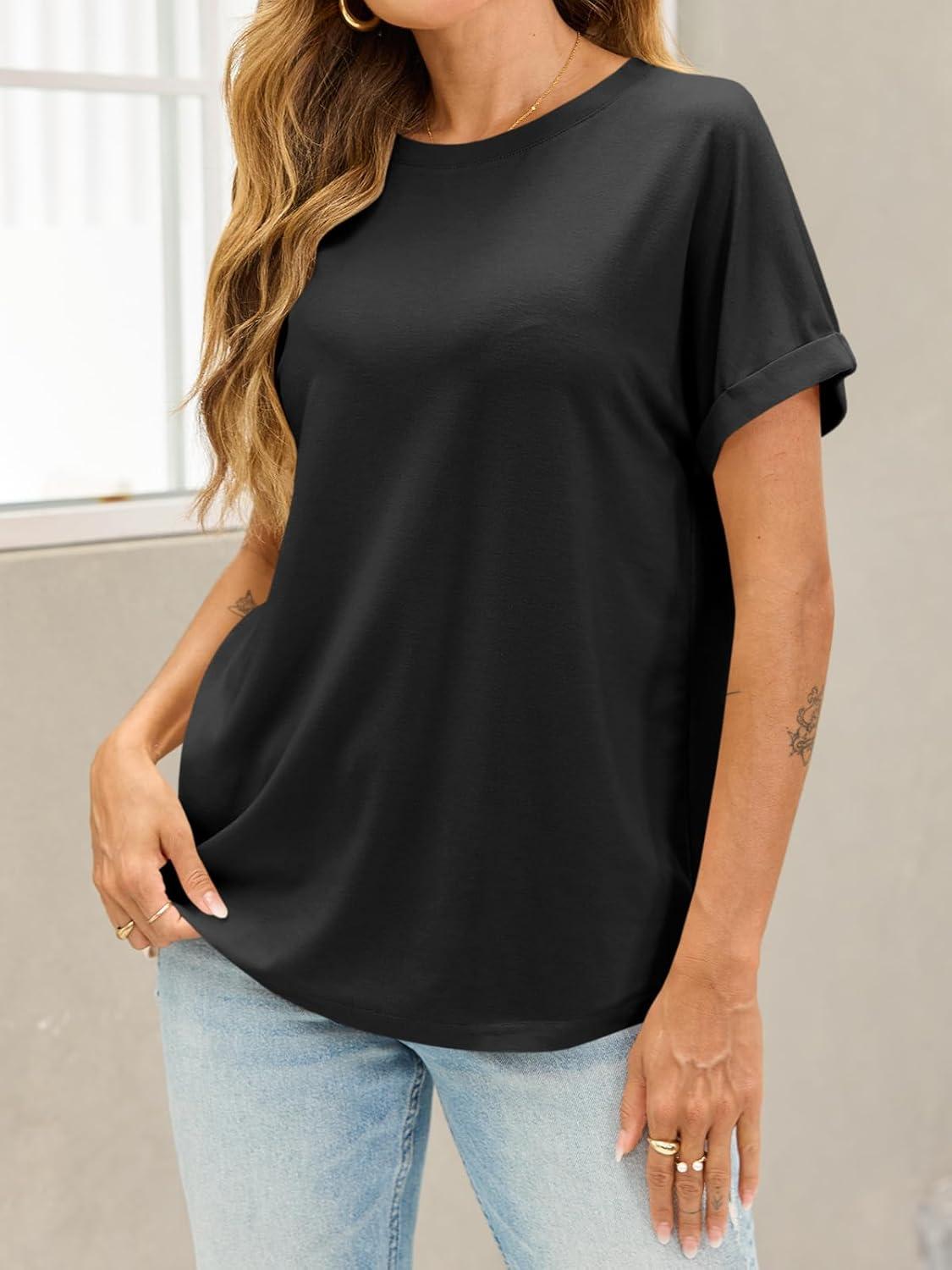 imageTankaneo Womens Oversized Short Sleeve TShirts Summer Casual Loose Fit Tops Workout Basic Tunic TeesBlack