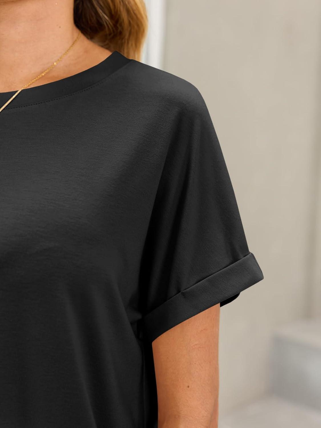 imageTankaneo Womens Oversized Short Sleeve TShirts Summer Casual Loose Fit Tops Workout Basic Tunic TeesBlack