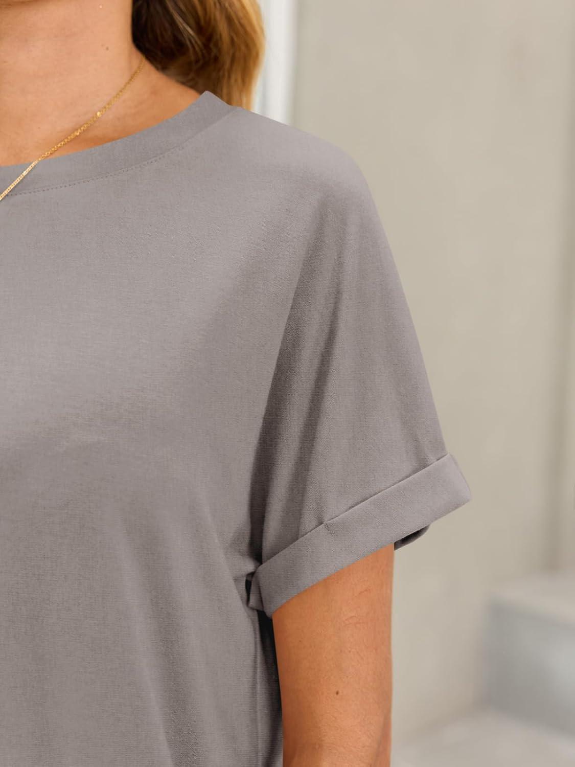 imageTankaneo Womens Oversized Short Sleeve TShirts Summer Casual Loose Fit Tops Workout Basic Tunic TeesLight Brown