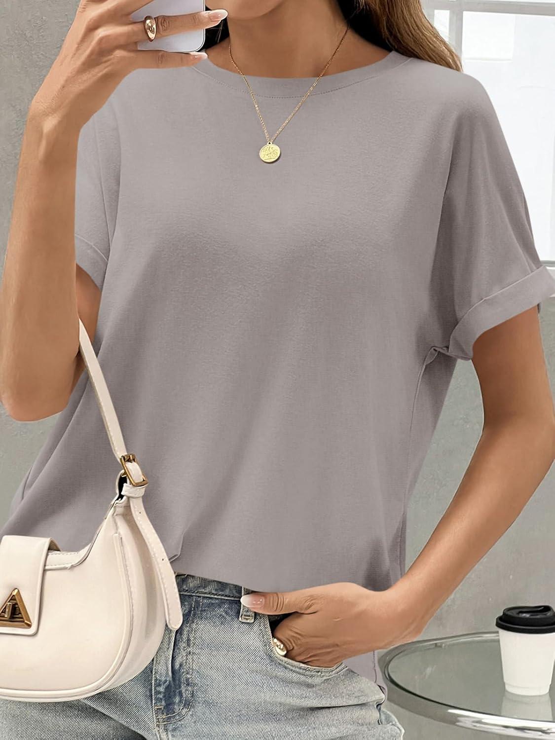 imageTankaneo Womens Oversized Short Sleeve TShirts Summer Casual Loose Fit Tops Workout Basic Tunic TeesLight Brown