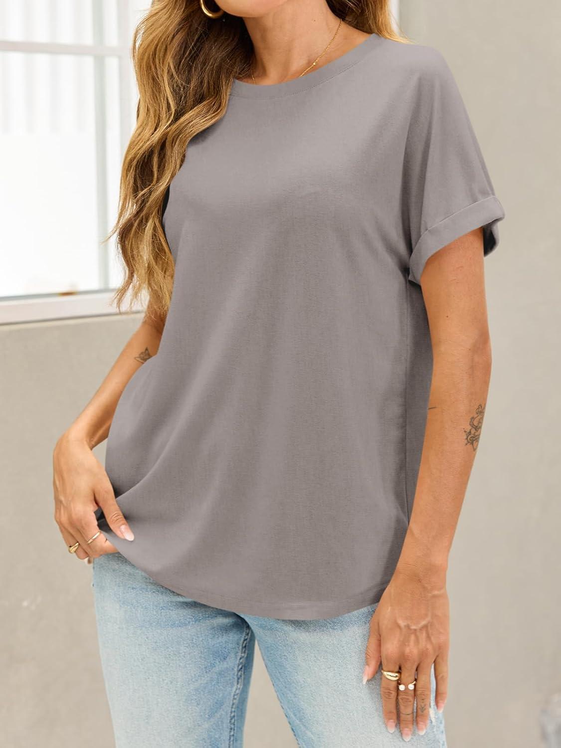 imageTankaneo Womens Oversized Short Sleeve TShirts Summer Casual Loose Fit Tops Workout Basic Tunic TeesLight Brown