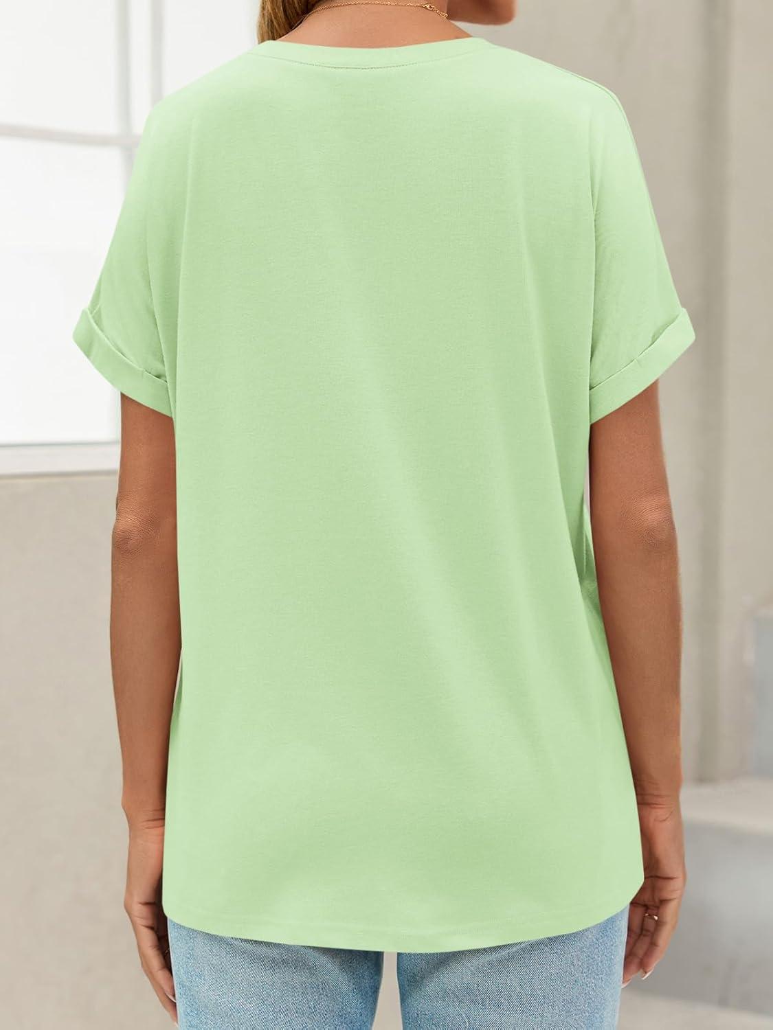 imageTankaneo Womens Oversized Short Sleeve TShirts Summer Casual Loose Fit Tops Workout Basic Tunic TeesLight Green