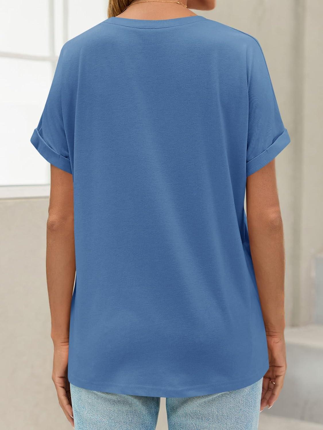 imageTankaneo Womens Oversized Short Sleeve TShirts Summer Casual Loose Fit Tops Workout Basic Tunic TeesNavy Blue