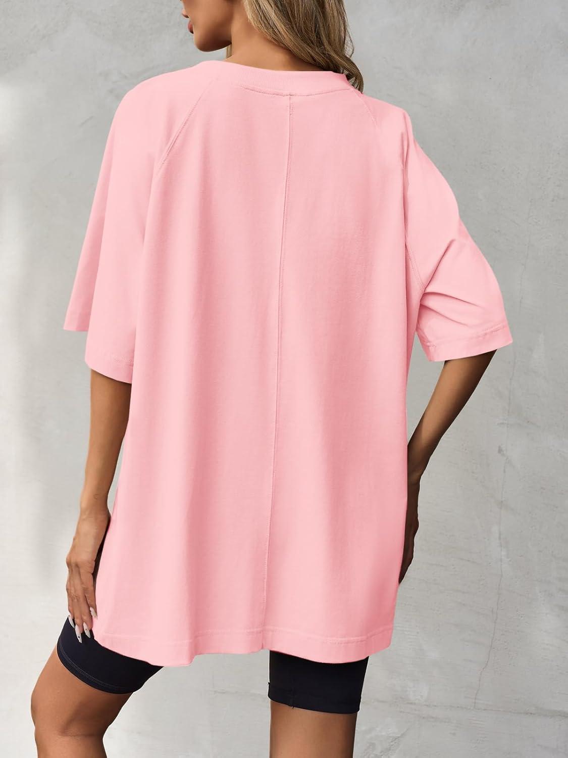 imageTankaneo Womens Oversized Tshirts Crew Neck Short Raglan Sleeve Tunic Tops Summer Casual Loose Fit Workout Tee ShirtsWatermelon Red