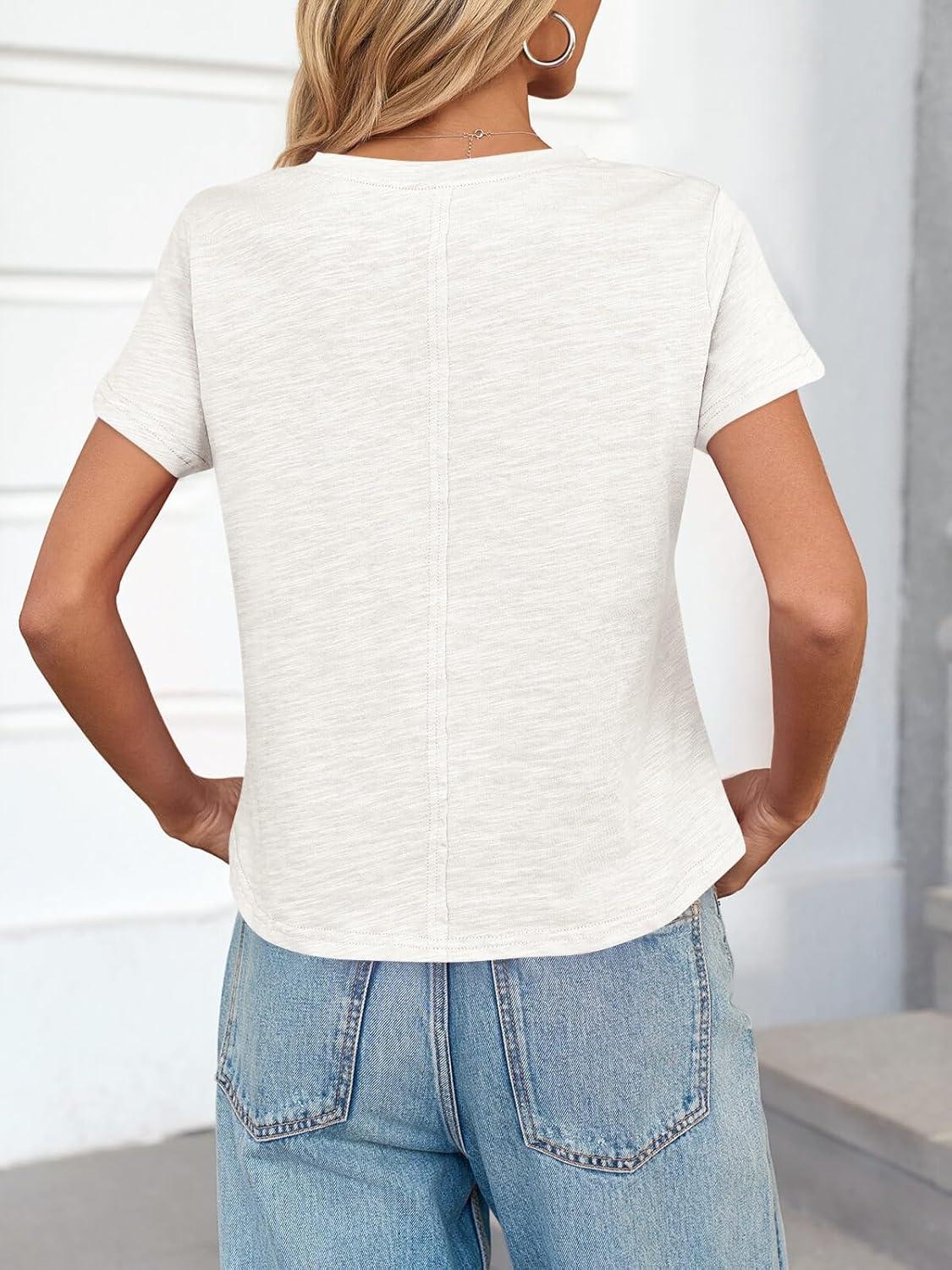 imageTankaneo Womens Short Sleeve Tops Cropped Crew Neck Tshirts Casual Summer Cotton Boxy Tee ShirtsWhite