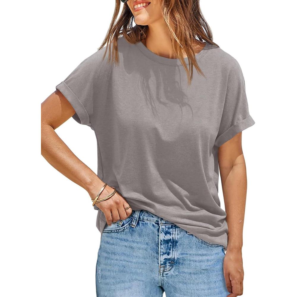 imageTankaneo Womens Oversized Short Sleeve TShirts Summer Casual Loose Fit Tops Workout Basic Tunic TeesLight Brown