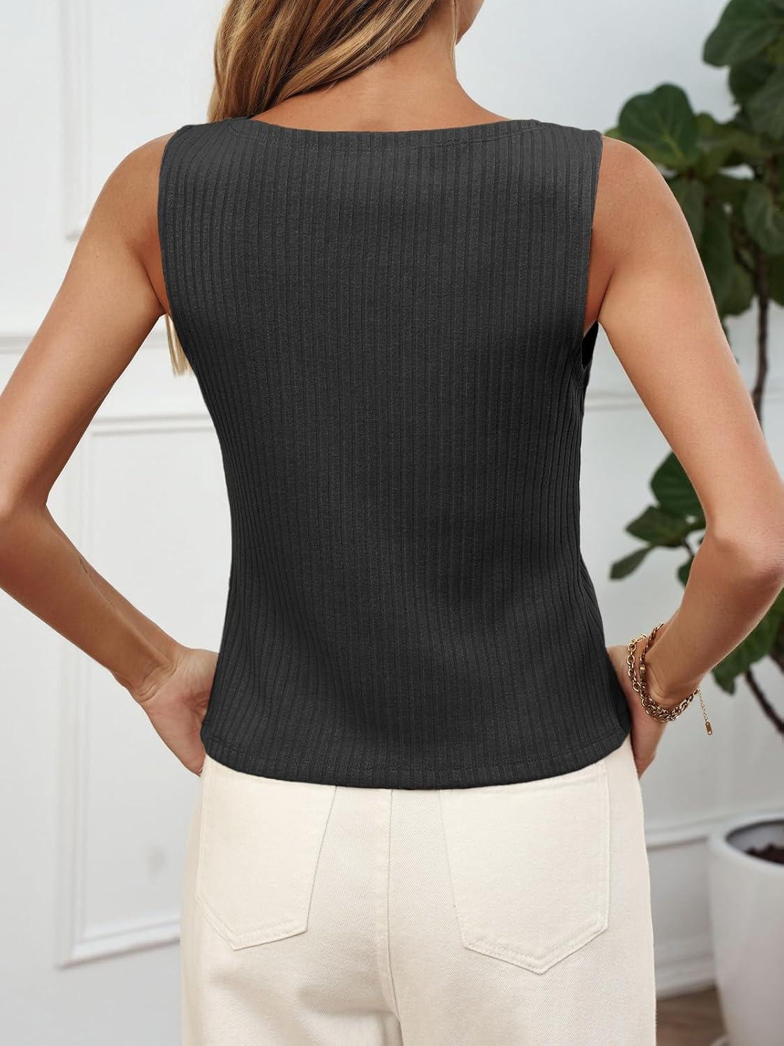 imageTankaneo Womens Button Down Ribbed Tank Tops Cropped Cute Y2k Vest Tops 2025 Summer Going Out OutfitsBlack
