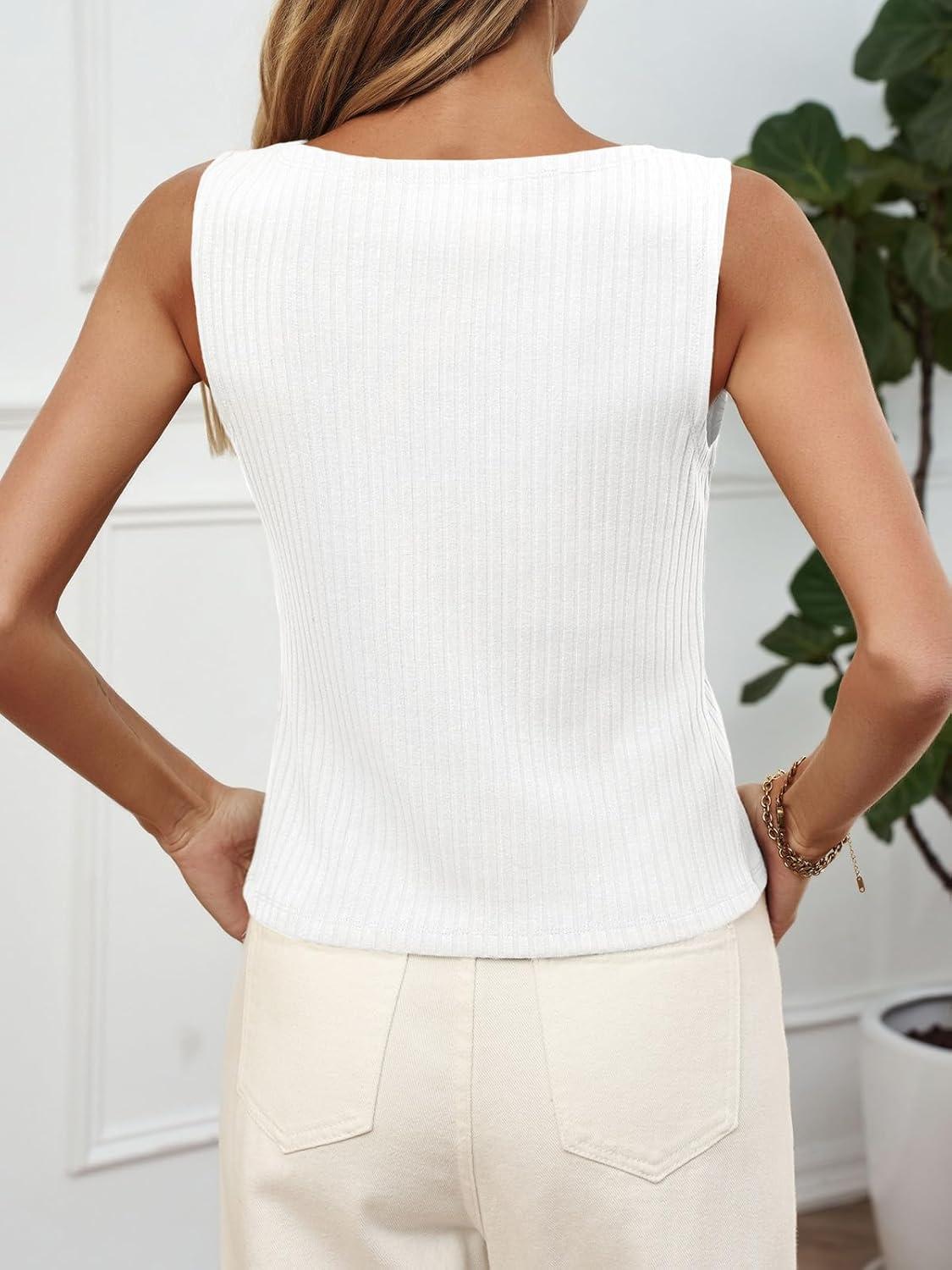 imageTankaneo Womens Button Down Ribbed Tank Tops Cropped Cute Y2k Vest Tops 2025 Summer Going Out OutfitsWhite