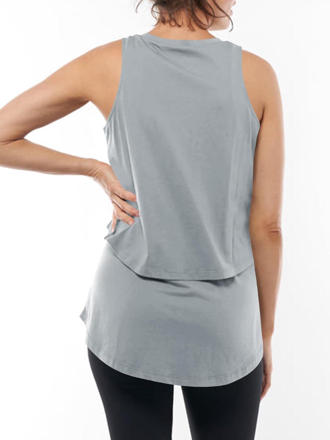imageTankaneo Womens Summer Maternity Nursing Tank Tops Sleeveless Double Layer Breastfeeding Shirt Pregnancy ClothesGrey