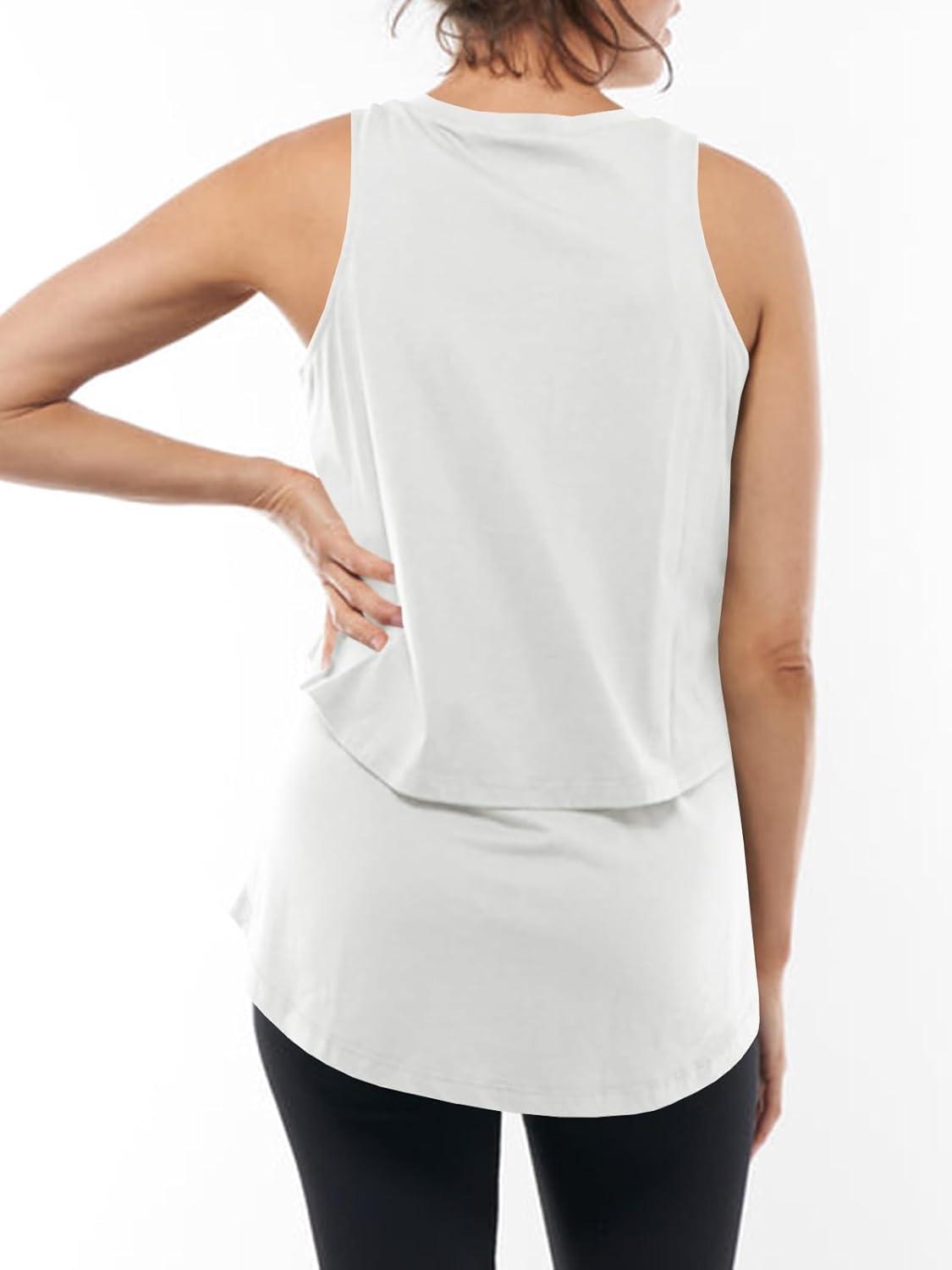 imageTankaneo Womens Summer Maternity Nursing Tank Tops Sleeveless Double Layer Breastfeeding Shirt Pregnancy ClothesWhite