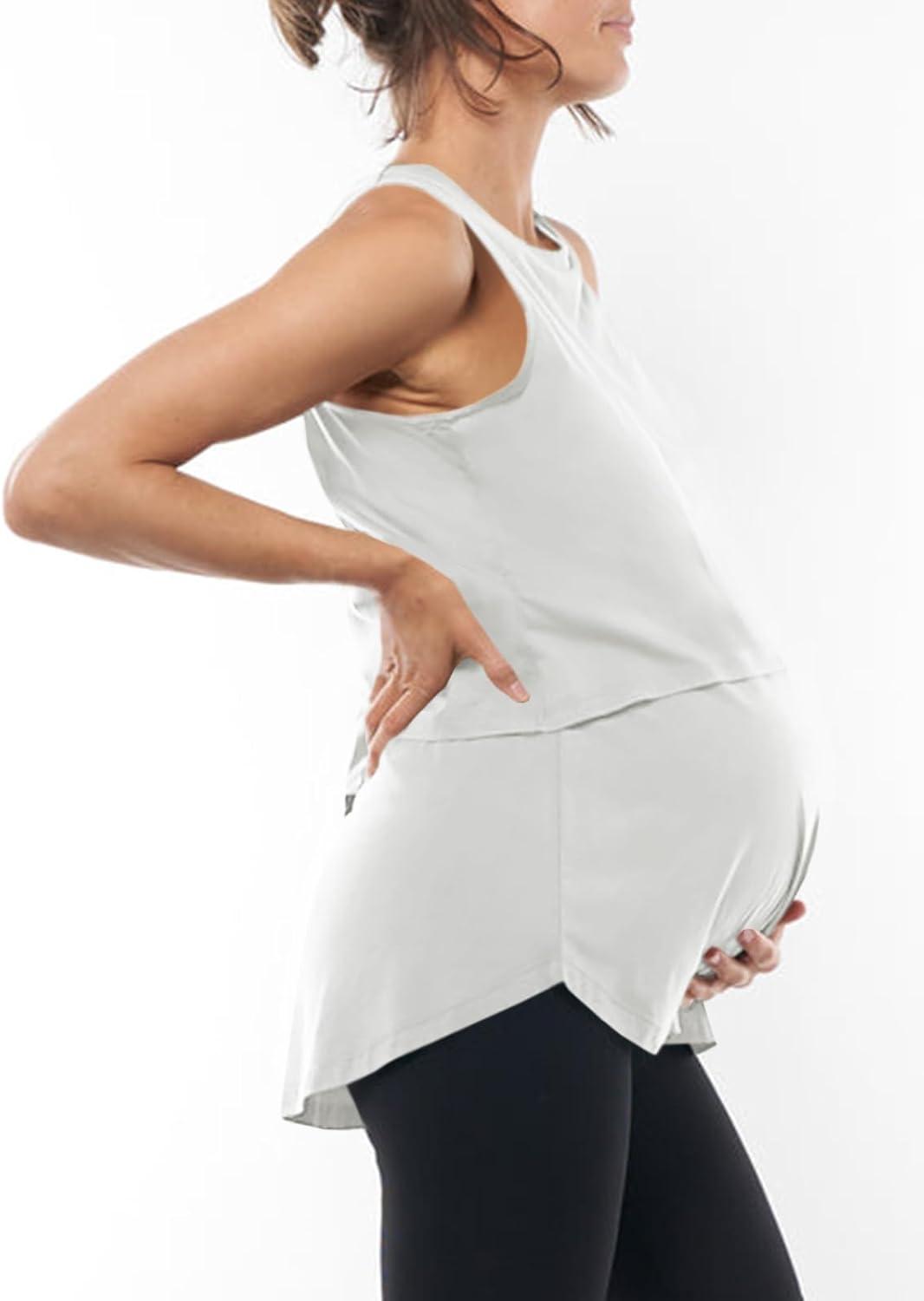 imageTankaneo Womens Summer Maternity Nursing Tank Tops Sleeveless Double Layer Breastfeeding Shirt Pregnancy ClothesWhite