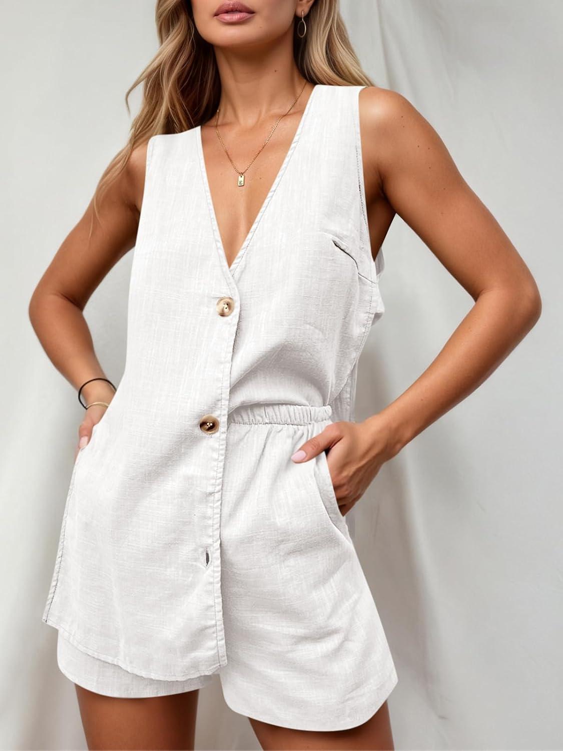 imageTankaneo Womens Summer Vacation Outfits Beach Travel Cruise Resort Wear 2 Piece Short Sets Casual Tank Tops and ShortsWhite