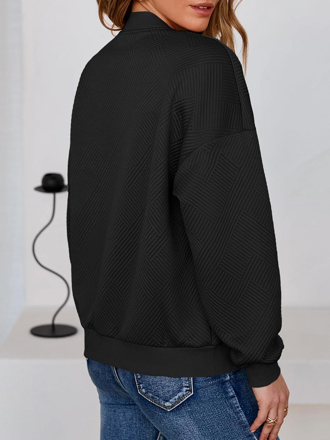 imageTankaneo Womens Bomber Jacket Zip Up Casual Jackets Lightweight Trendy Outerwear Coat with PocketsBlack