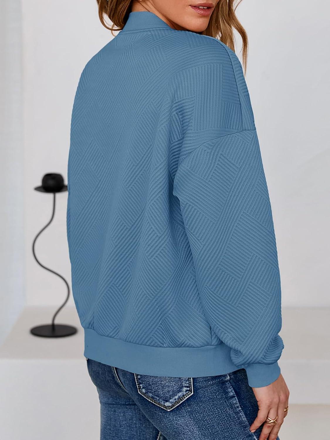 imageTankaneo Womens Bomber Jacket Zip Up Casual Jackets Lightweight Trendy Outerwear Coat with PocketsBlue