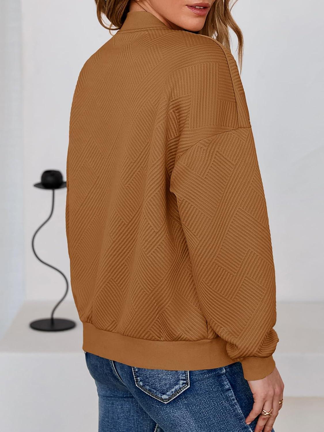 imageTankaneo Womens Bomber Jacket Zip Up Casual Jackets Lightweight Trendy Outerwear Coat with PocketsBrown