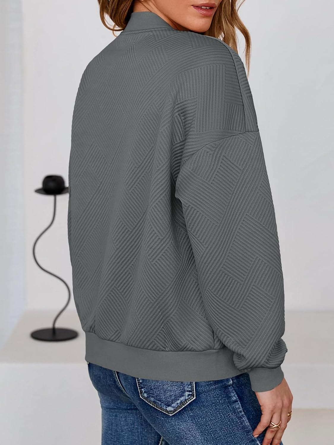 imageTankaneo Womens Bomber Jacket Zip Up Casual Jackets Lightweight Trendy Outerwear Coat with PocketsDark Grey