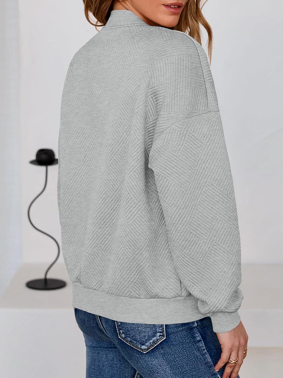 imageTankaneo Womens Bomber Jacket Zip Up Casual Jackets Lightweight Trendy Outerwear Coat with PocketsLight Grey