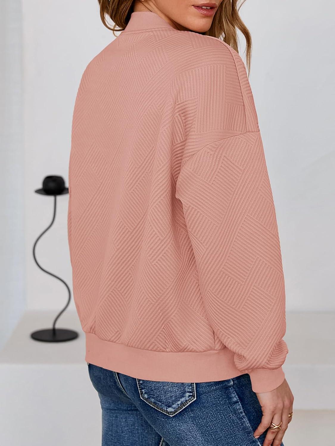 imageTankaneo Womens Bomber Jacket Zip Up Casual Jackets Lightweight Trendy Outerwear Coat with PocketsPink