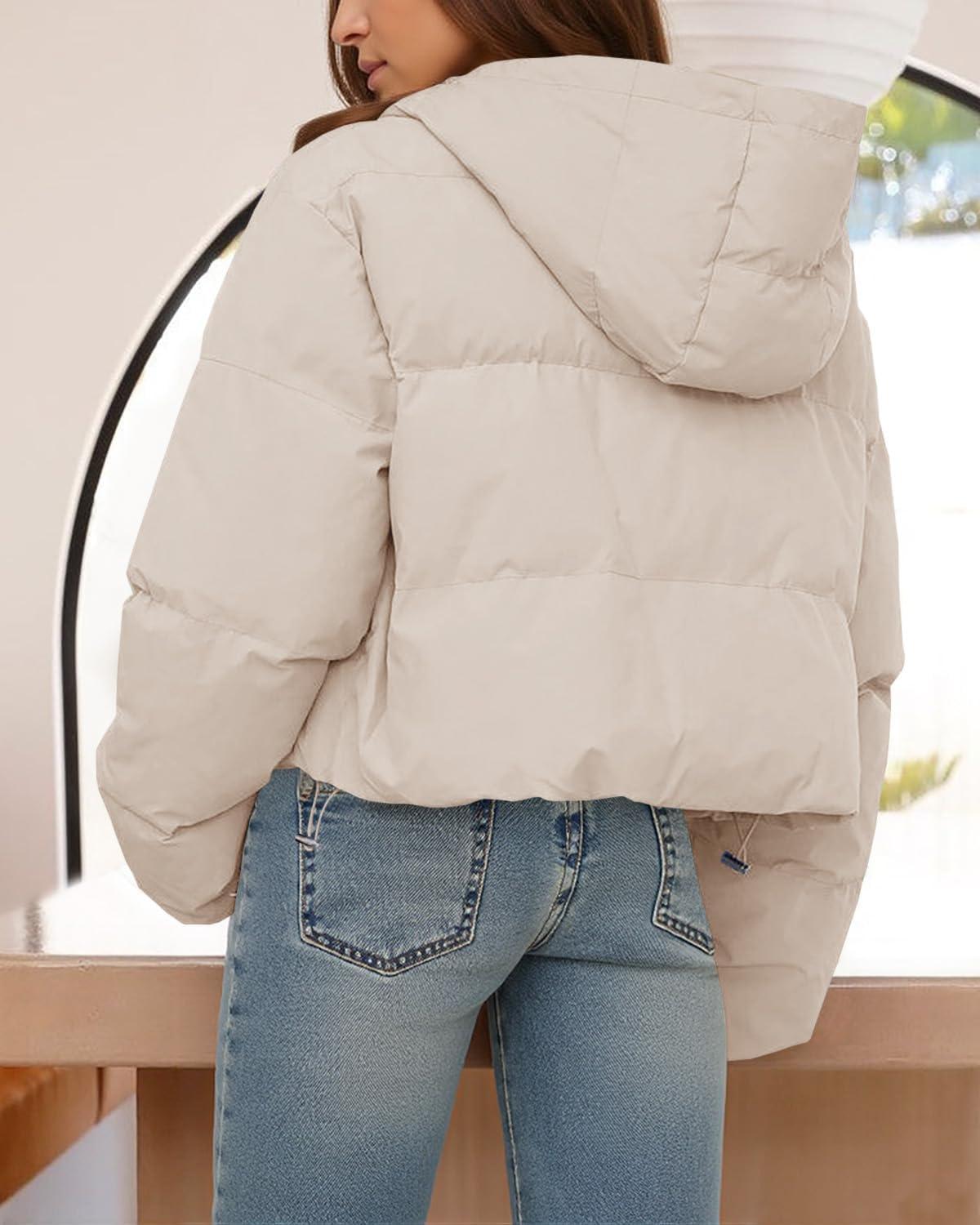 imageTankaneo Womens Cropped Puffer Jacket Casual Winter Hoodie Baggy Short Down Coats with Pockets03khaki