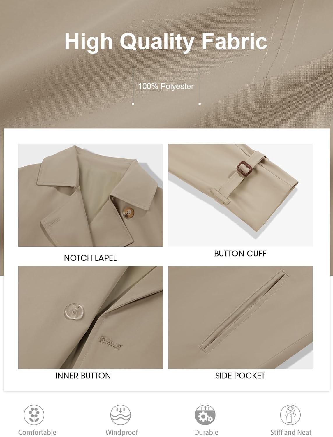 imageTankaneo Womens Long Trench Coat Oversized Double Breasted Windproof Classic Lapel Casual Fall OvercoatLight Khaki