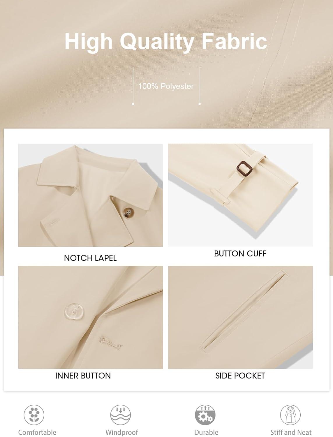 imageTankaneo Womens Long Trench Coat Oversized Double Breasted Windproof Classic Lapel Casual Fall OvercoatOffwhite