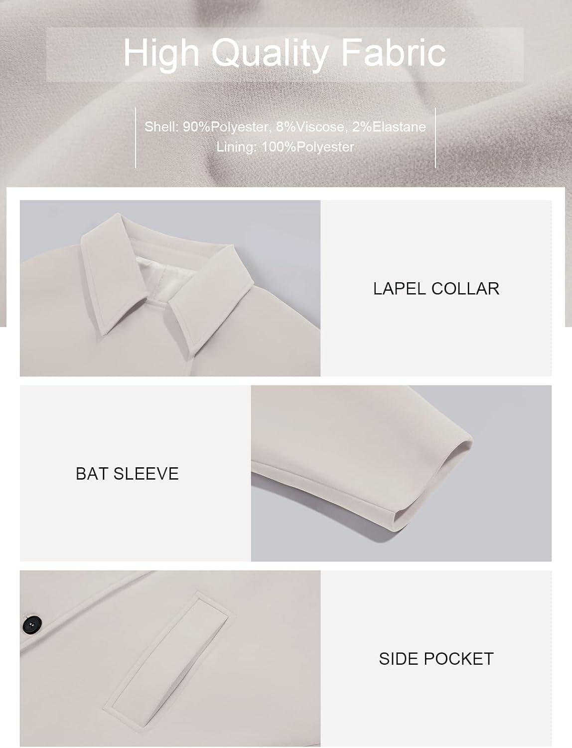 imageTankaneo Womens Pea Coats Classic Notch Lapel Single Breasted Oversized Fall Winter Jackets OuterwearWhite