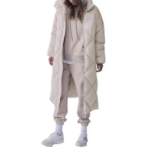 Tankaneo Women’s Quilted Puffer Jacket Long Winter Coats Zip Up Baggy Down Outerwear with Pockets(Khaki)