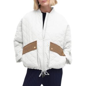 Tankaneo Womens Quilted Puffer Jacket Winter Casual Zip Up Bomber Jackets Short Coat Outerwear with Pockets(White)
