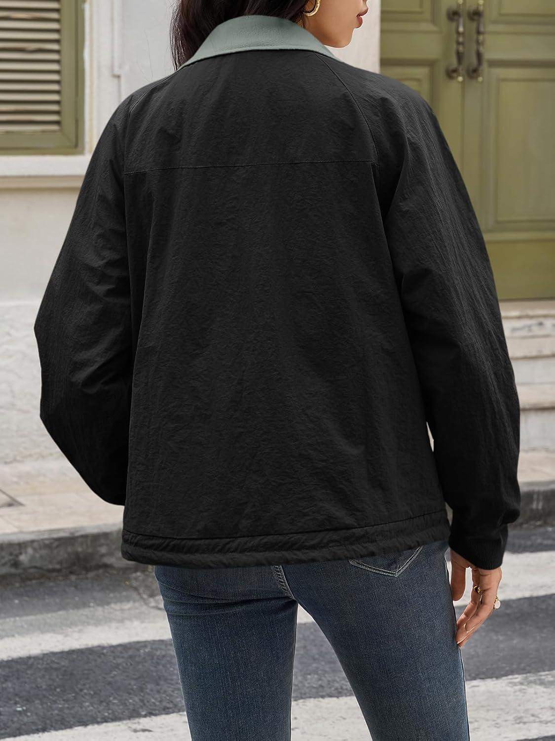 imageTankaneo Womens Fleece Lined Cropped Jackets Full Zip Oversized Casual Coats Winter Warm Outerwear OvercoatsBlack