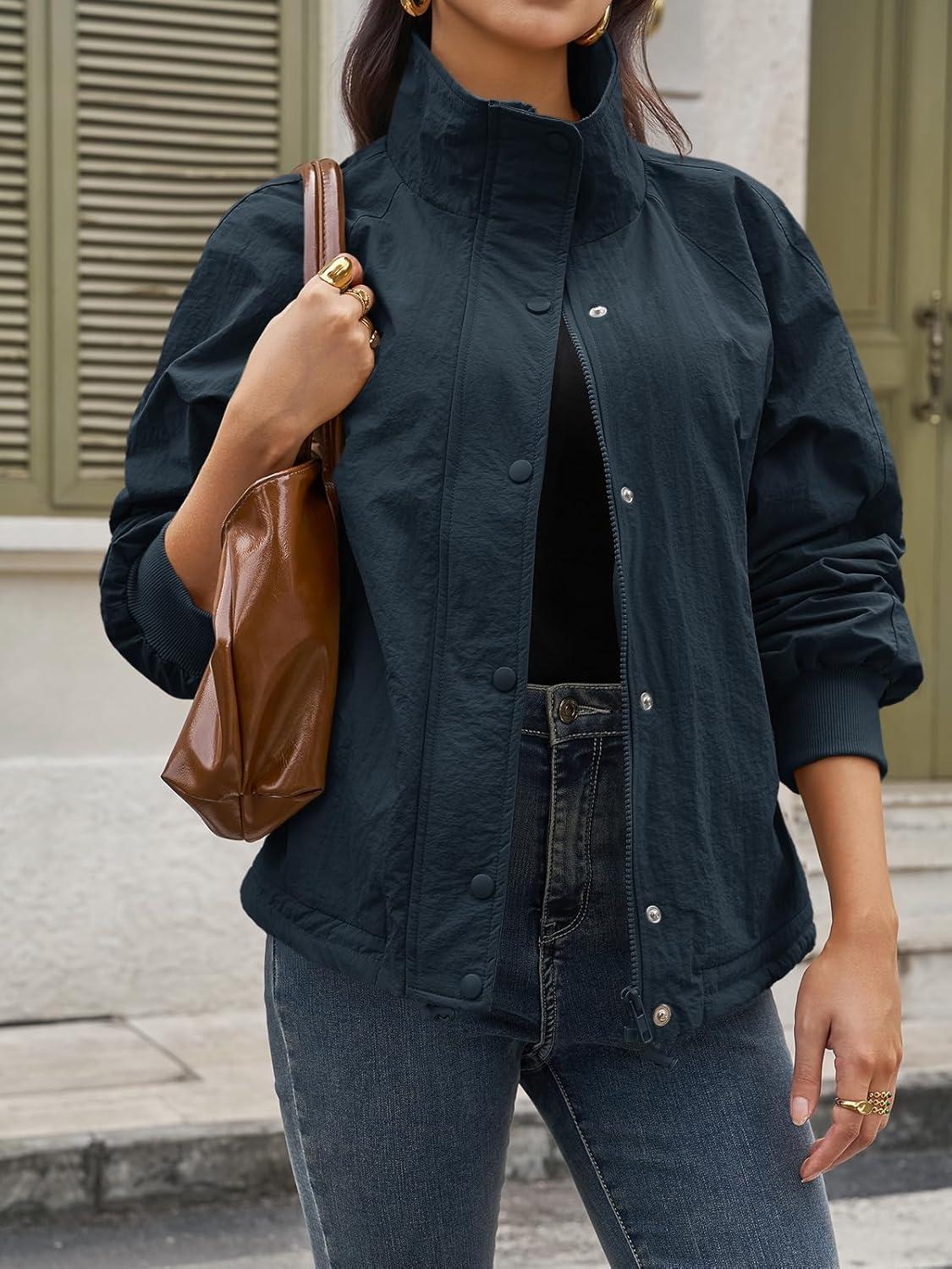 imageTankaneo Womens Fleece Lined Cropped Jackets Full Zip Oversized Casual Coats Winter Warm Outerwear OvercoatsNavy