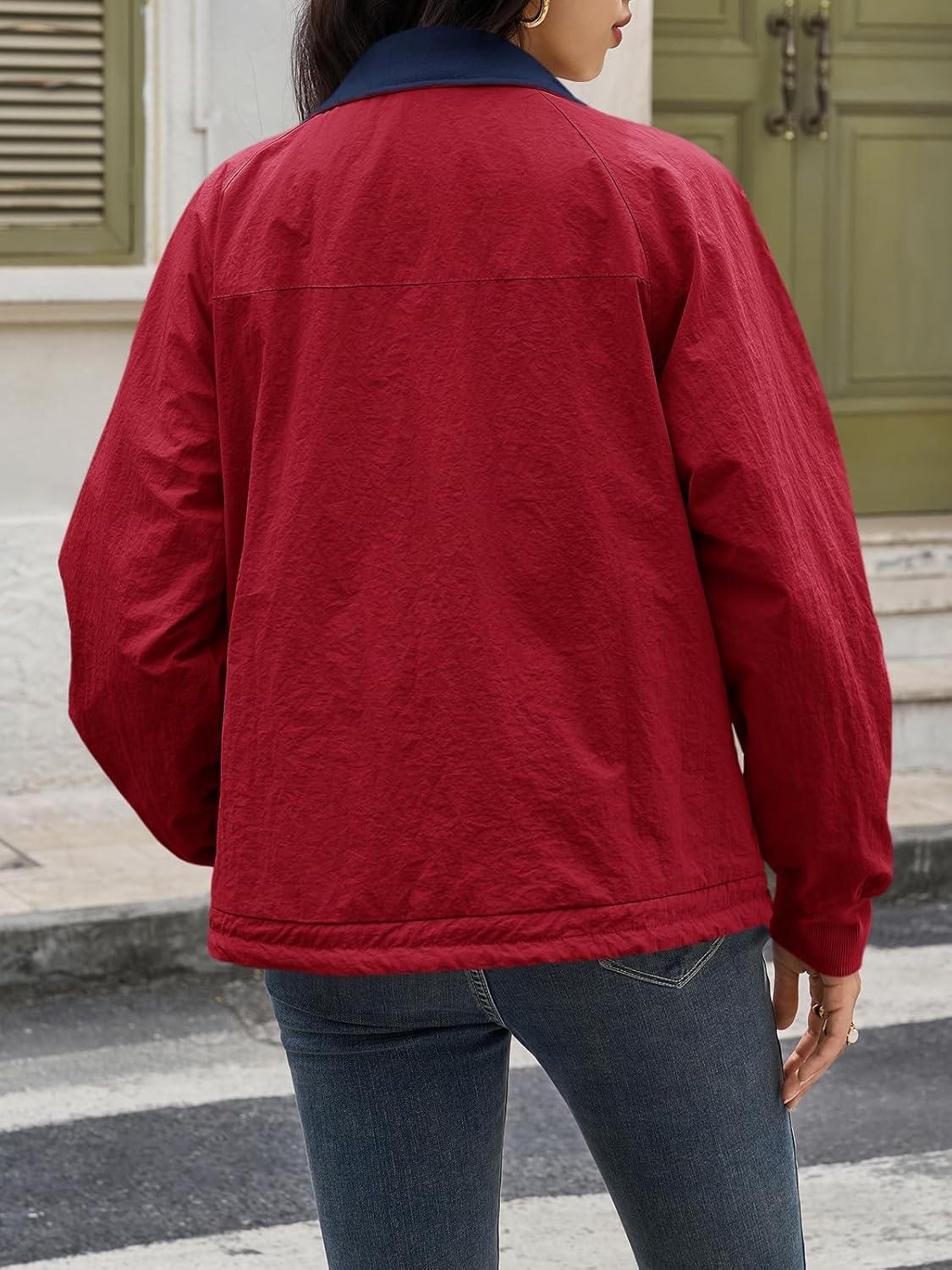 imageTankaneo Womens Fleece Lined Cropped Jackets Full Zip Oversized Casual Coats Winter Warm Outerwear OvercoatsRed