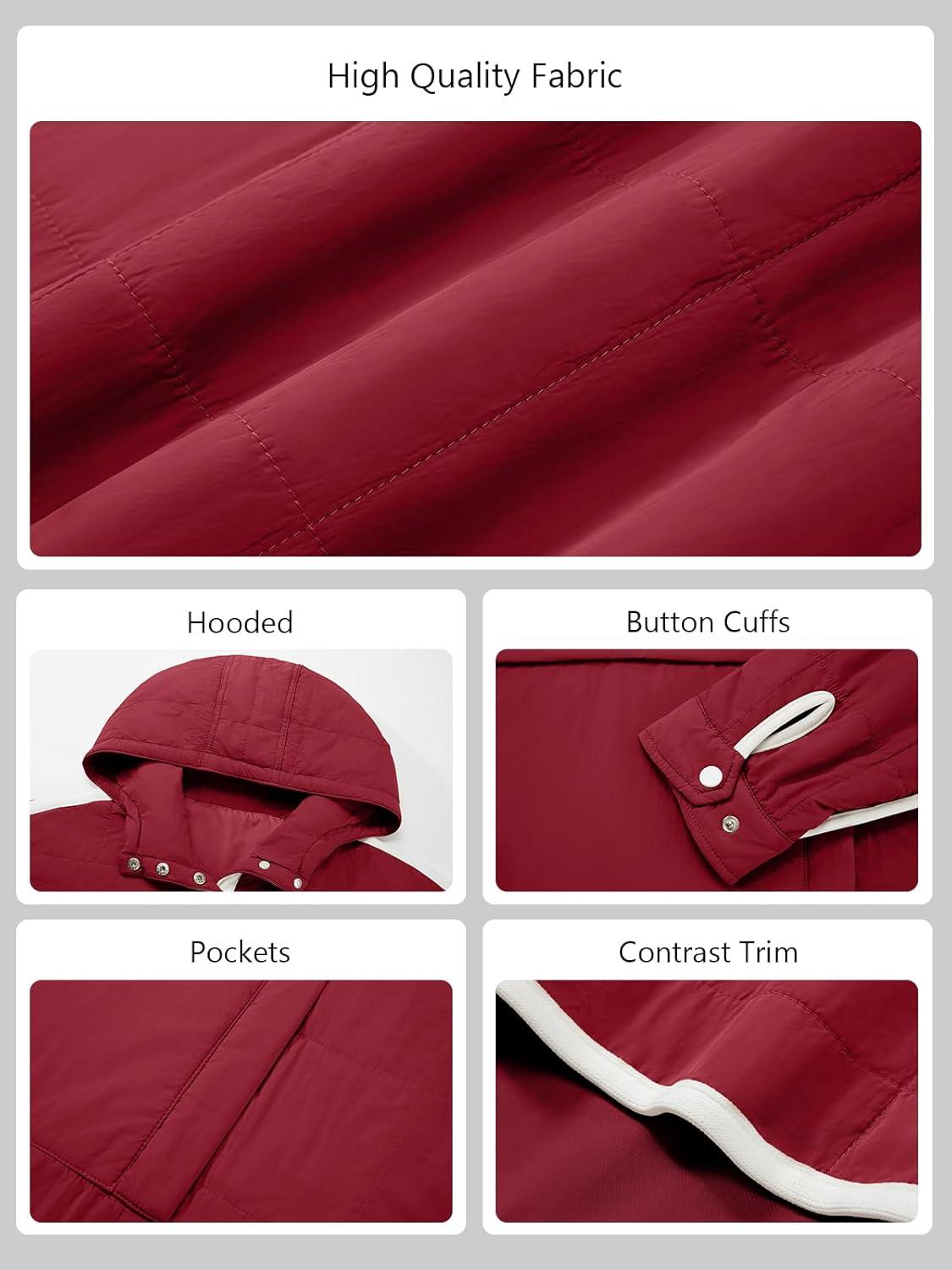 imageTankaneo Womens Oversized Puffer Pullover Jacket Quilted Color Block Puffy Hooded Coat Fall Hoodies Outerwear with PocketsWine Red