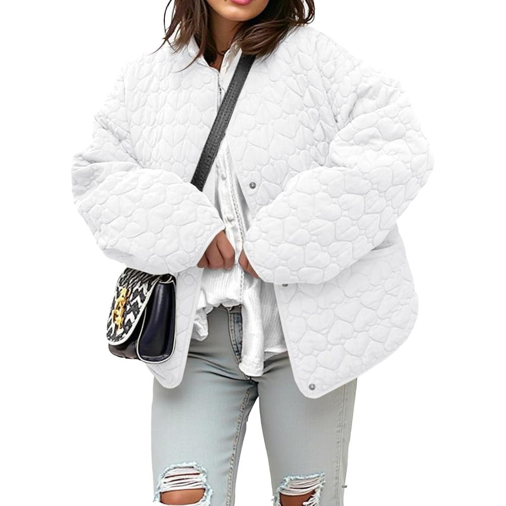 imageTankaneo Womens Quilted Lightweight Jackets Winter Loose Fit Puffer Coat 2024 Fashion Outwear with PocketsWhite