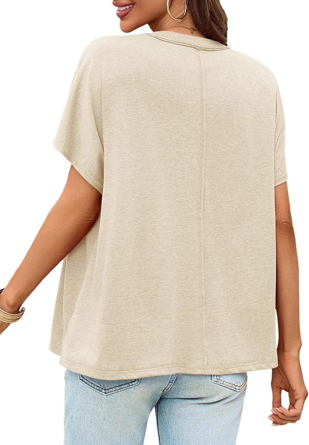 imageTankaneo Womens Maternity Tops Summer Batwing Short Sleeve Casual T Shirts Oversized Pleated Pregnancy ClothesApricot