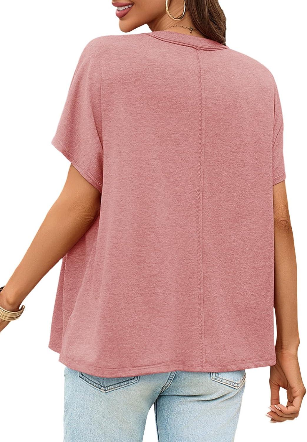 imageTankaneo Womens Maternity Tops Summer Batwing Short Sleeve Casual T Shirts Oversized Pleated Pregnancy ClothesBrick Red