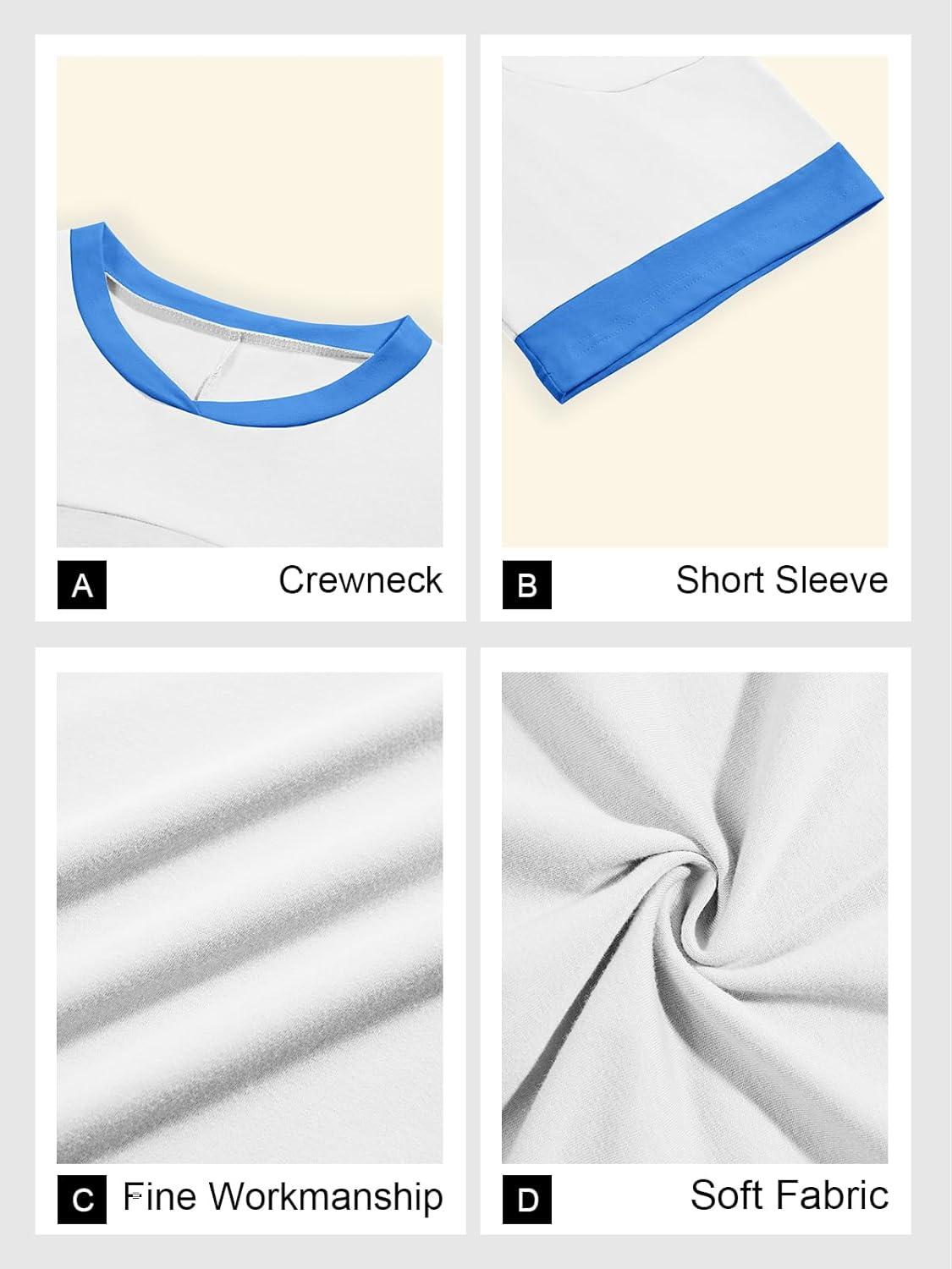 imageTankaneo Womens Oversized T Shirts Casual Summer Short Sleeve Color Block Loose Fit Tunic TopsWhite